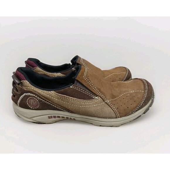 Merrell Women’s Size 7 Kamori Loafers Dark Earth Suede Leather Slip-on Shoes - Picture 1 of 9